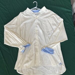 Tommy Bahama Button Down Shirt 3XL White & Blue Long Sleeve Big & Tall